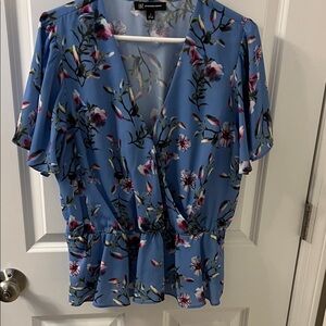 INC International Concepts Blue Floral Blouse